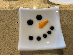 Snowman dish, glass
