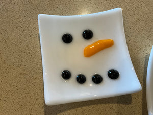Snowman dish, glass
