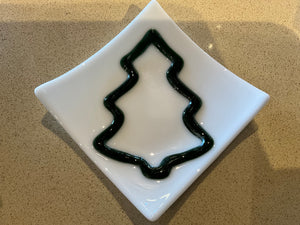 Christmas tree glass dish
