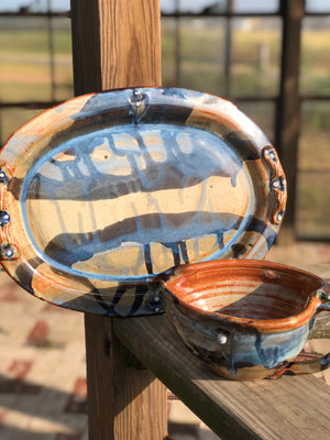 Platter and Bowl (West Texas glaze)