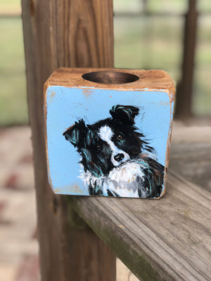 Border collie painting on sugar mold
