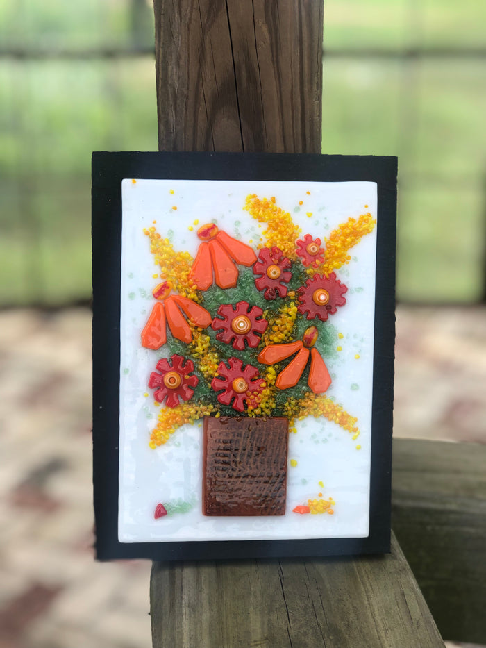 Fused Glass Flower Bouquet Wall Hangings
