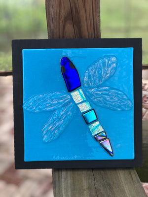 Blue dragonfly Fused Glass Wall hangings #02408