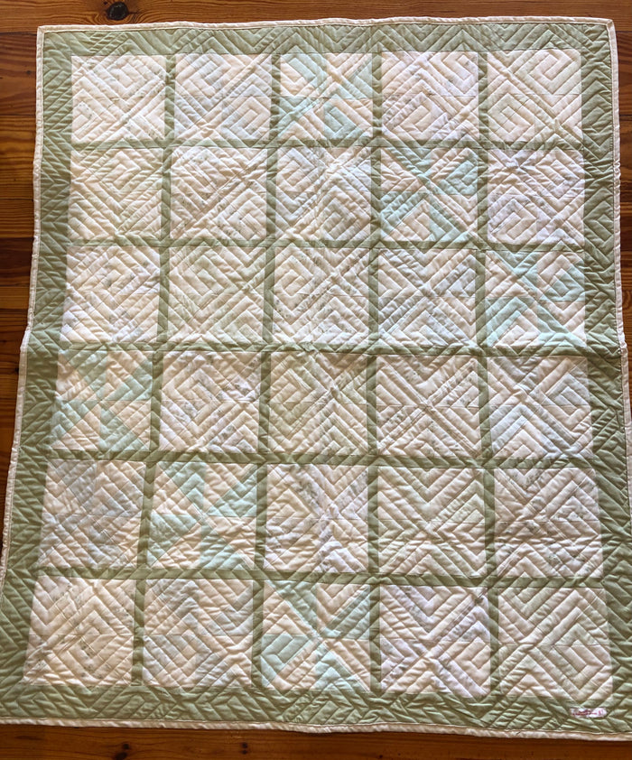 Green windmill baby quilt