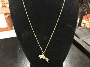 Dainty Gold Race Horse Necklace