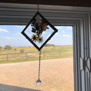 Dried Texas wildflower Glass Sun Catcher