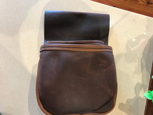 Brown bison leather game and shell bag