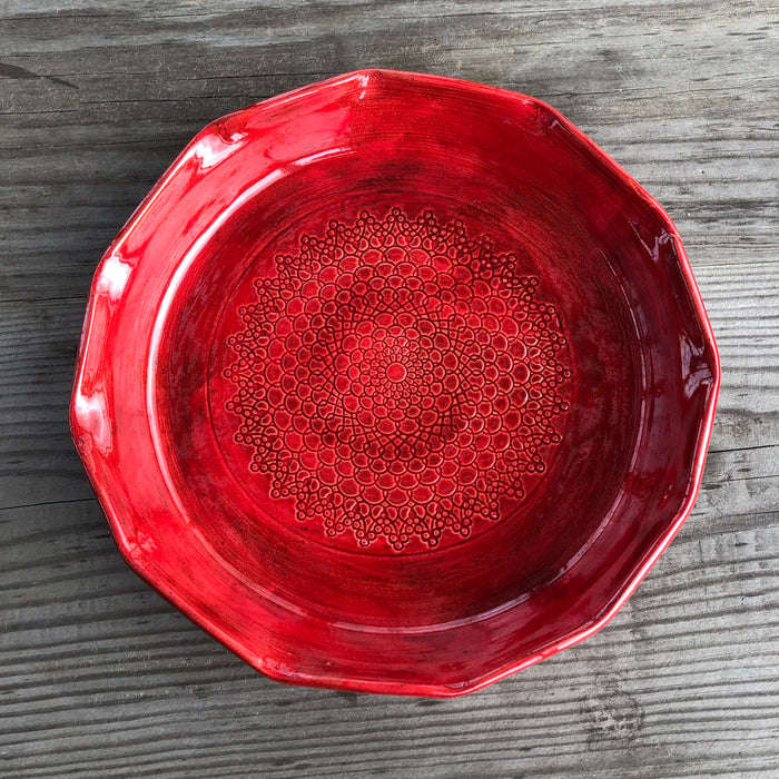 Large red pie plate