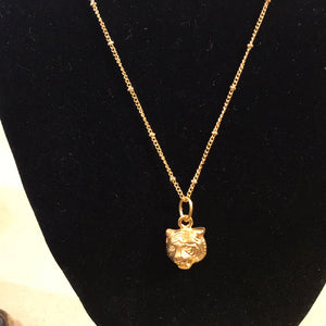 Gold Dainty Tiger Head Necklace