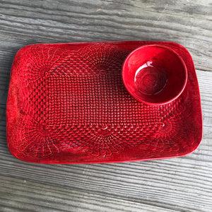 Red rectangle tray