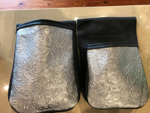 Pair of bison leather and cowhide game, shell and dove bags